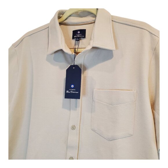 NWT BEN SHERMAN Men's Cotton Blend Knit Short Sleeve Button Down Casual Shirt - Picture 3 of 12